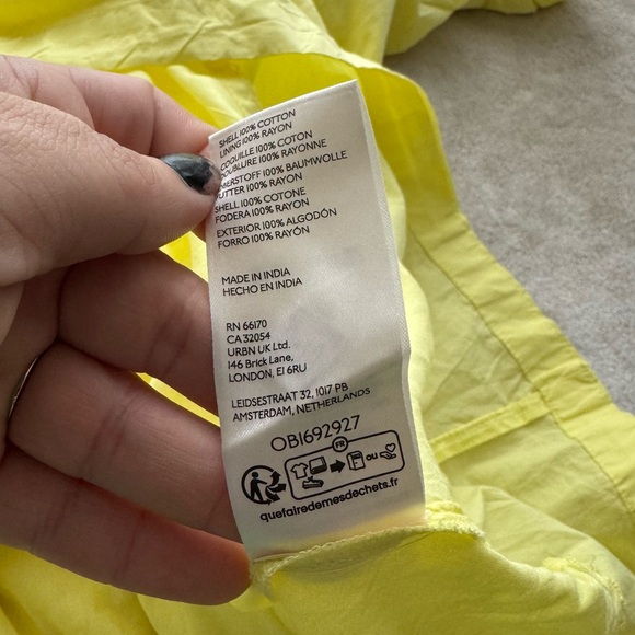 Anthropologie Maeve Yellow Puff Sleeve Pleated Mini Dress NWOT X-Large - Picture 9 of 9